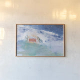 Distant Chateau Crop by Jocelyn Elizabeth. shown as a paper print in a natural frame. Available as a archival giclee rolled canvas, fine art paper, or poster print. SKU 102100i.
