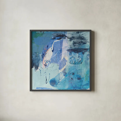 Dive Into the Ocean I by Jocelyn Elizabeth. Shown in a sleek black glass frame for a contemporary gallery look. Available as an archival giclee rolled canvas, fine art paper, or poster print. SKU 100328a.