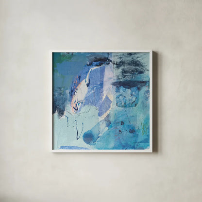 Dive Into the Ocean I by Jocelyn Elizabeth. Shown in a crisp white glass frame for a clean and minimalist style. Available as an archival giclee rolled canvas, fine art paper, or poster print. SKU 100328a.
