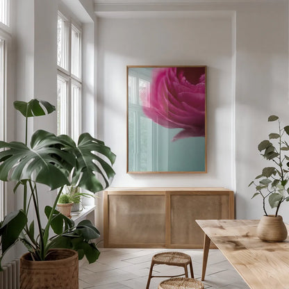 En Romance by Jocelyn Elizabeth. shown as a print in a natural wood frame in a dining room. Available as a archival giclee rolled canvas, fine art paper, or poster print. SKU 94032h.