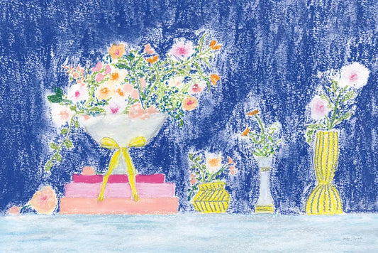Flower Vases and Books by Jocelyn Elizabeth. SKU 100967i. Archival Giclee Fine art print for wall decor.