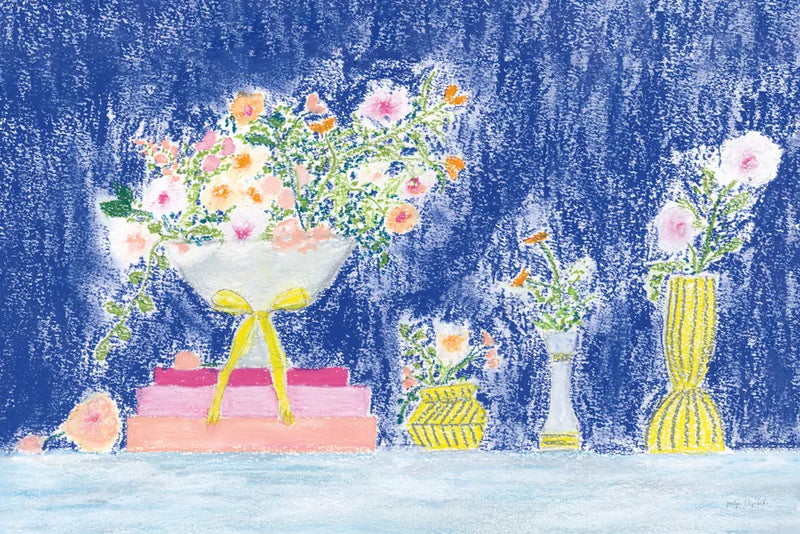 Flower Vases and Books by Jocelyn Elizabeth. SKU 100967i. Archival Giclee Fine art print for wall decor.