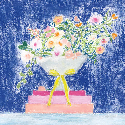 Flower Vases and Books Square by Jocelyn Elizabeth. SKU 100969a. Archival Giclee Fine art print for wall decor.