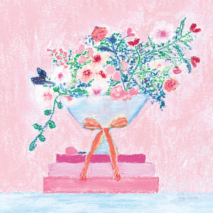 Flower Vases and Books Square Pink by Jocelyn Elizabeth. SKU 100971a. Archival Giclee Fine art print for wall decor.