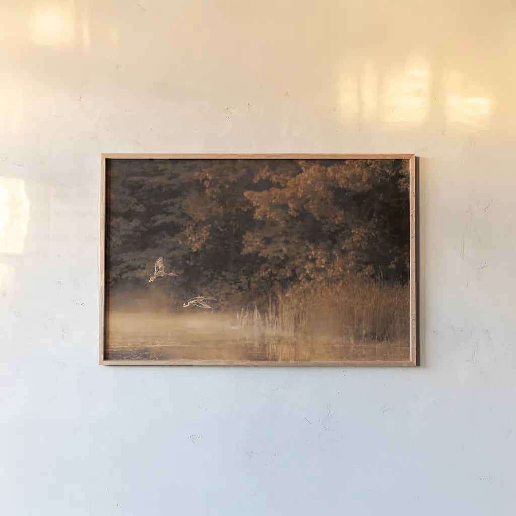 Fly Away v2 by Jocelyn Elizabeth. shown as a paper print in a natural frame. Available as a archival giclee rolled canvas, fine art paper, or poster print. SKU 96238i.