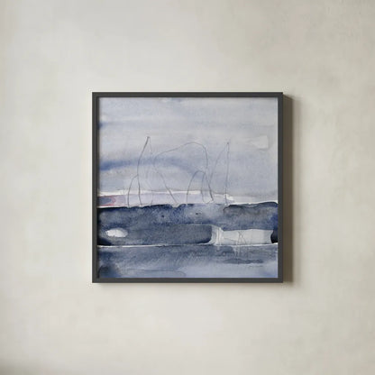 Grey Skies I by Jocelyn Elizabeth. Shown in a sleek black glass frame for a contemporary gallery look. Available as an archival giclee rolled canvas, fine art paper, or poster print. SKU 100330a.