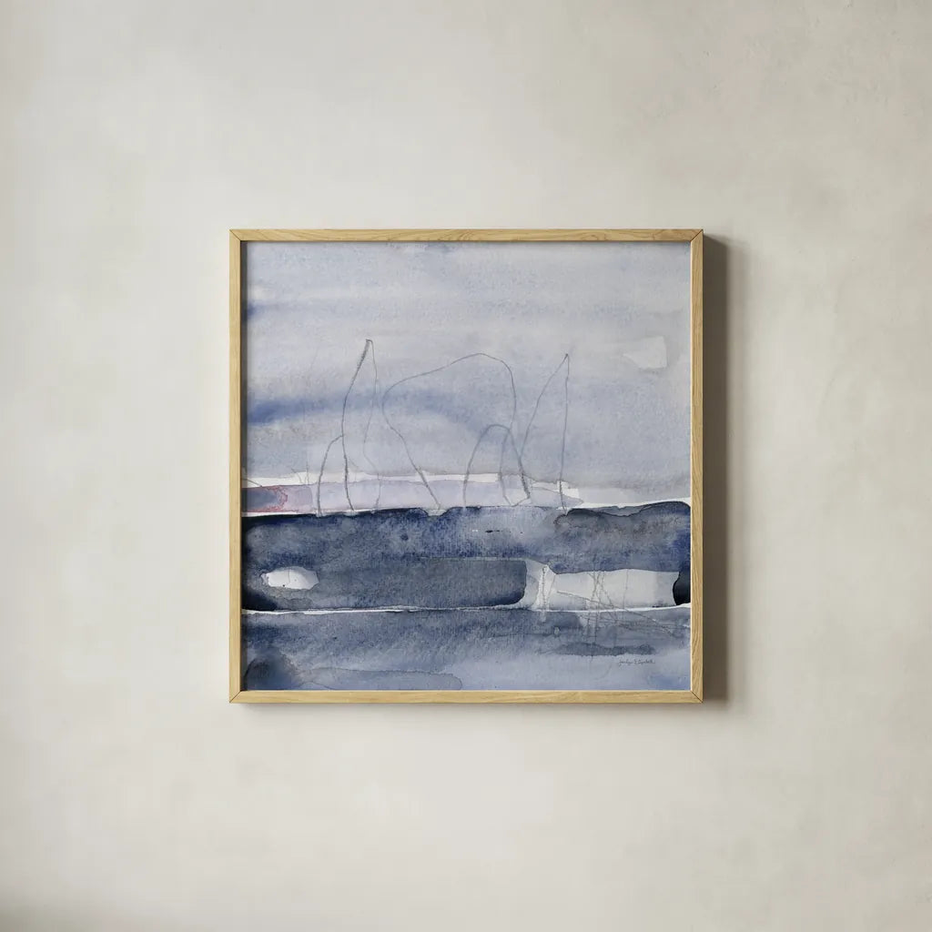 Grey Skies I by Jocelyn Elizabeth. Shown in a natural wood glass frame for a timeless modern aesthetic. Available as an archival giclee rolled canvas, fine art paper, or poster print. SKU 100330a.