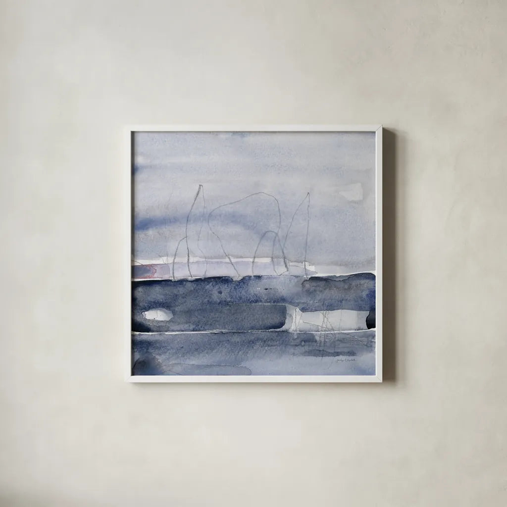 Grey Skies I by Jocelyn Elizabeth. Shown in a crisp white glass frame for a clean and minimalist style. Available as an archival giclee rolled canvas, fine art paper, or poster print. SKU 100330a.