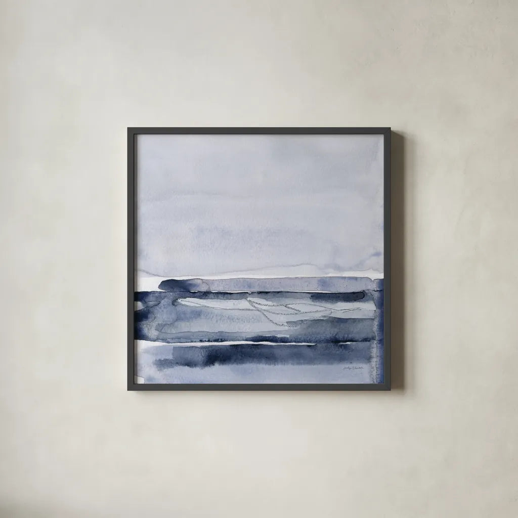 Grey Skies II by Jocelyn Elizabeth. Shown in a sleek black glass frame for a contemporary gallery look. Available as an archival giclee rolled canvas, fine art paper, or poster print. SKU 100331a.