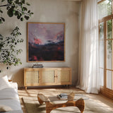 I Dont Know How to Say Goodbye by Jocelyn Elizabeth. Shown in a natural wood frame in a cozy modern living room. Available as an archival giclee rolled canvas, fine art paper, or poster print. SKU 94096a.