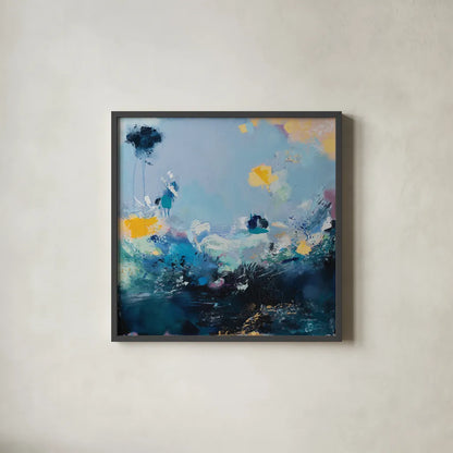 I Should Be Fine By Now by Jocelyn Elizabeth. Shown in a sleek black glass frame for a contemporary gallery look. Available as an archival giclee rolled canvas, fine art paper, or poster print. SKU 94099a.