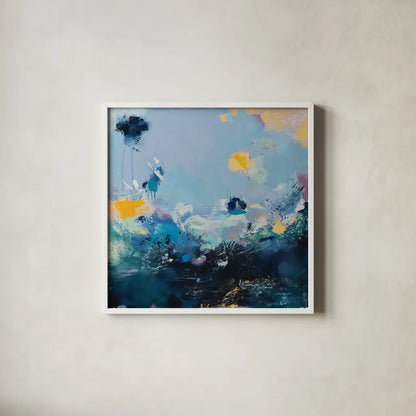 I Should Be Fine By Now by Jocelyn Elizabeth. Shown in a crisp white glass frame for a clean and minimalist style. Available as an archival giclee rolled canvas, fine art paper, or poster print. SKU 94099a.