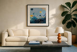 I Should Be Fine By Now by Jocelyn Elizabeth. Displayed in a glass frame with matte in a clean modern living room. Available as an archival giclee rolled canvas, fine art paper, or poster print. SKU 94099a.