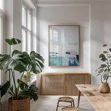 Im By Your Side IV by Jocelyn Elizabeth. shown as a print in a natural wood frame in a dining room. Available as a archival giclee rolled canvas, fine art paper, or poster print. SKU 96058h.