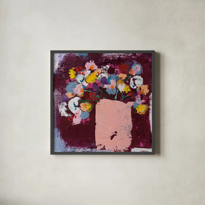 Joy by Jocelyn Elizabeth. Shown in a sleek black glass frame for a contemporary gallery look. Available as an archival giclee rolled canvas, fine art paper, or poster print. SKU 94104a.