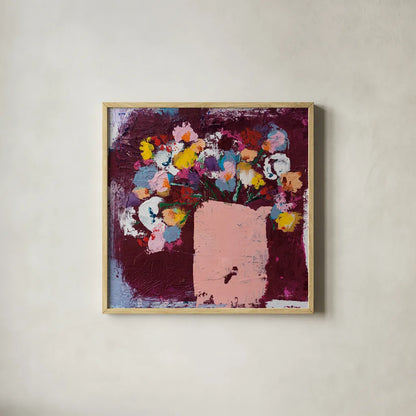 Joy by Jocelyn Elizabeth. Shown in a natural wood glass frame for a timeless modern aesthetic. Available as an archival giclee rolled canvas, fine art paper, or poster print. SKU 94104a.