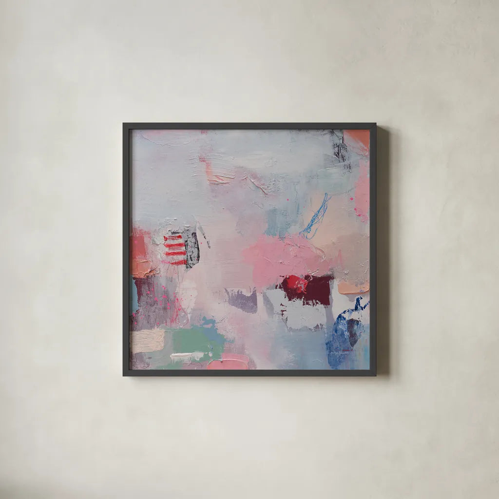 Keep It Between Us by Jocelyn Elizabeth. Shown in a sleek black glass frame for a contemporary gallery look. Available as an archival giclee rolled canvas, fine art paper, or poster print. SKU 94751a.