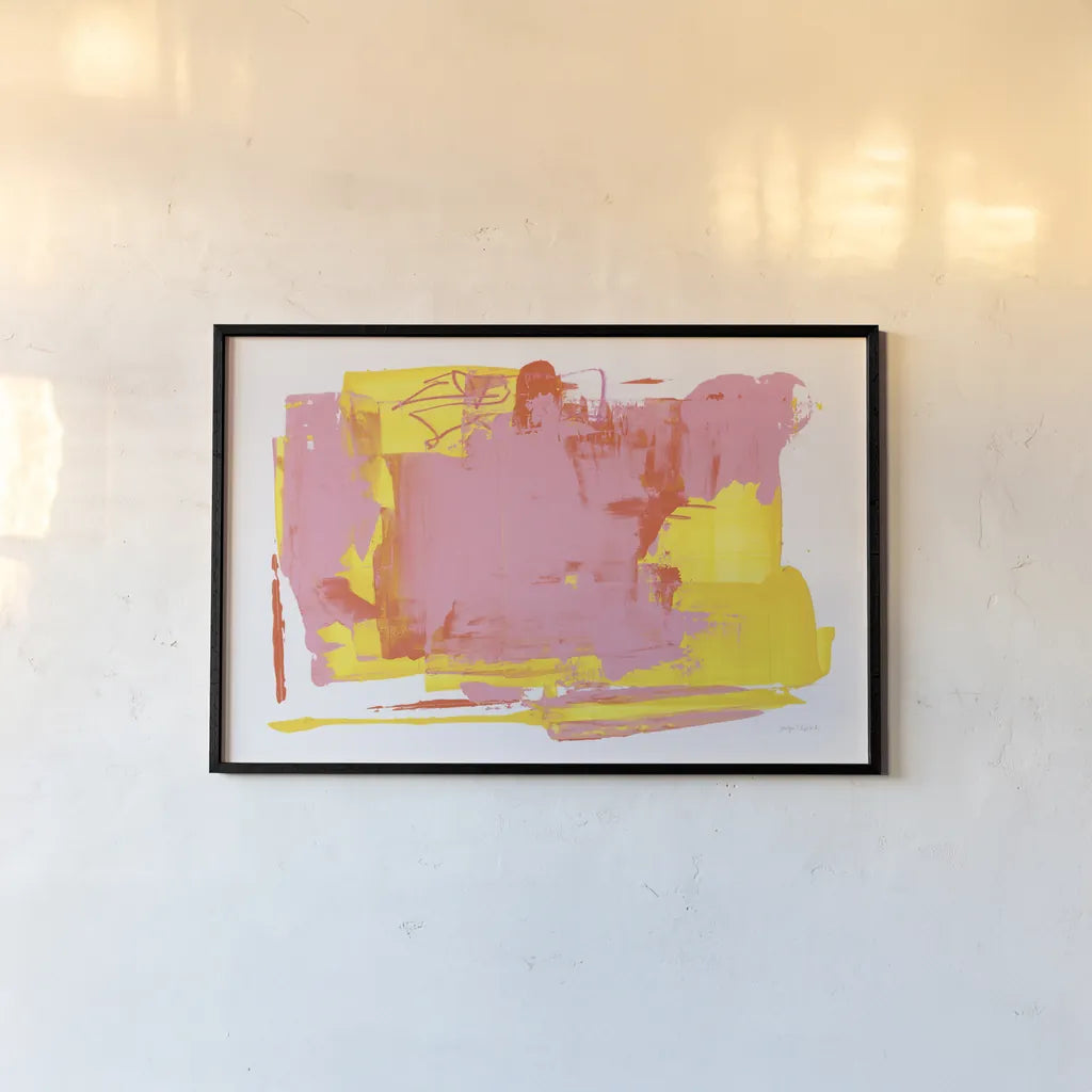 Lemonade Burst by Jocelyn Elizabeth. shown as a paper print in a black flame. Available as a archival giclee rolled canvas, fine art paper, or poster print. SKU 95423i.