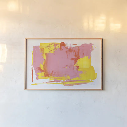 Lemonade Burst by Jocelyn Elizabeth. shown as a paper print in a natural frame. Available as a archival giclee rolled canvas, fine art paper, or poster print. SKU 95423i.