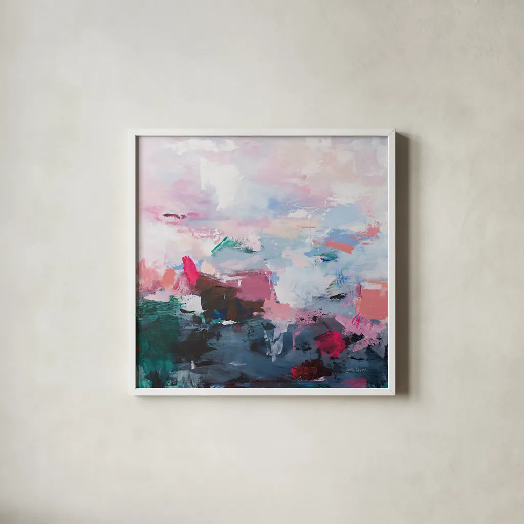 Limitless by Jocelyn Elizabeth. Shown in a crisp white glass frame for a clean and minimalist style. Available as an archival giclee rolled canvas, fine art paper, or poster print. SKU 101020a.