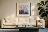 Limitless by Jocelyn Elizabeth. Displayed in a glass frame with matte in a clean modern living room. Available as an archival giclee rolled canvas, fine art paper, or poster print. SKU 101020a.