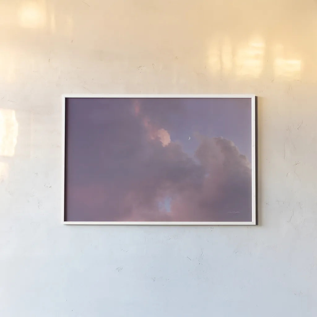 Moonset by Jocelyn Elizabeth. shown as a paper print in a white frame. Available as a archival giclee rolled canvas, fine art paper, or poster print. SKU 94041i.