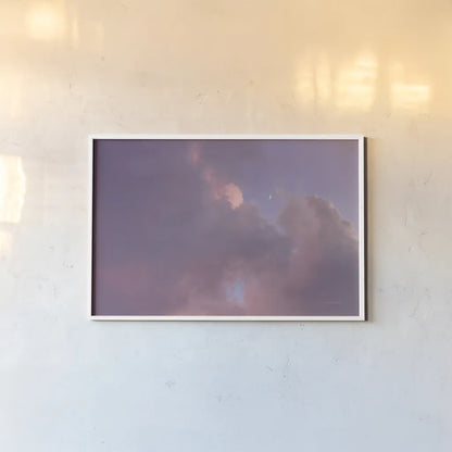 Moonset by Jocelyn Elizabeth. shown as a paper print in a white frame. Available as a archival giclee rolled canvas, fine art paper, or poster print. SKU 94041i.