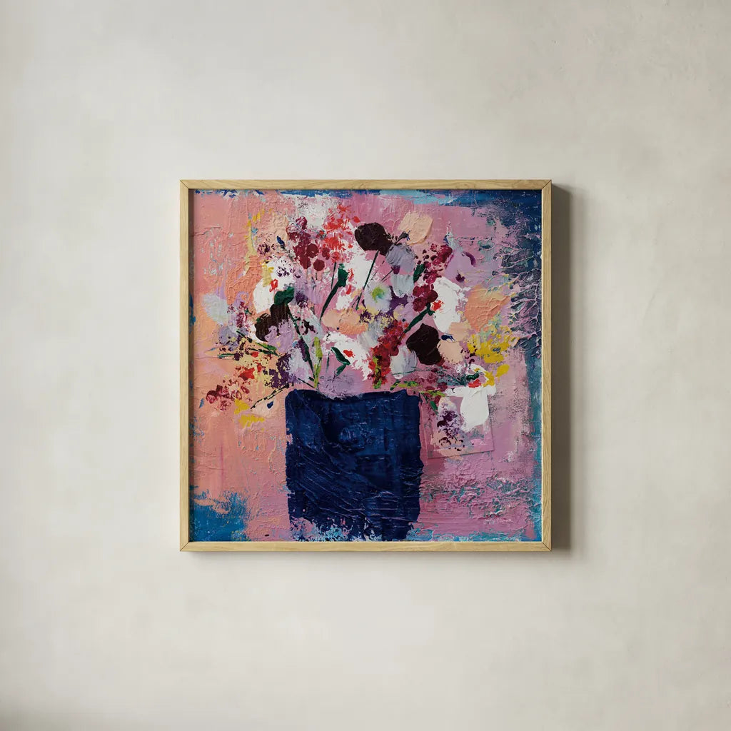 Peace by Jocelyn Elizabeth. Shown in a natural wood glass frame for a timeless modern aesthetic. Available as an archival giclee rolled canvas, fine art paper, or poster print. SKU 94659a.