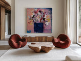 Peace by Jocelyn Elizabeth. Shown as extra-large giant wall art in a modern living room. Available as an archival giclee rolled canvas, fine art paper, or poster print. SKU 94659a.