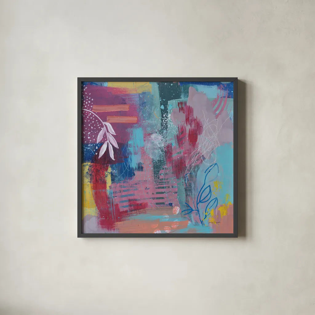 Play Board by Jocelyn Elizabeth. Shown in a sleek black glass frame for a contemporary gallery look. Available as an archival giclee rolled canvas, fine art paper, or poster print. SKU 94115a.