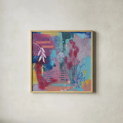 Play Board by Jocelyn Elizabeth. Shown in a natural wood glass frame for a timeless modern aesthetic. Available as an archival giclee rolled canvas, fine art paper, or poster print. SKU 94115a.