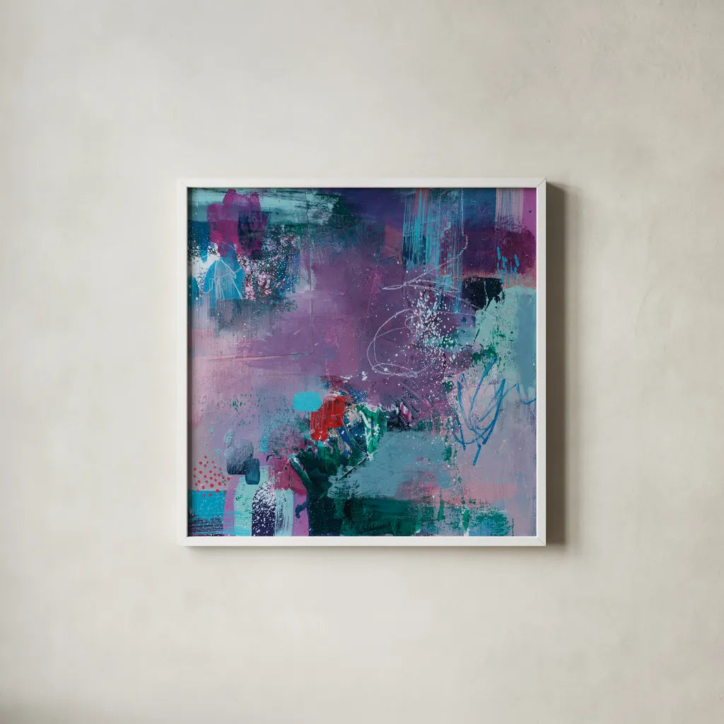 Somewhere by Jocelyn Elizabeth. Shown in a crisp white glass frame for a clean and minimalist style. Available as an archival giclee rolled canvas, fine art paper, or poster print. SKU 94753a.