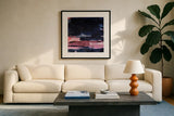 Soul Searching I by Jocelyn Elizabeth. Displayed in a glass frame with matte in a clean modern living room. Available as an archival giclee rolled canvas, fine art paper, or poster print. SKU 102103a.