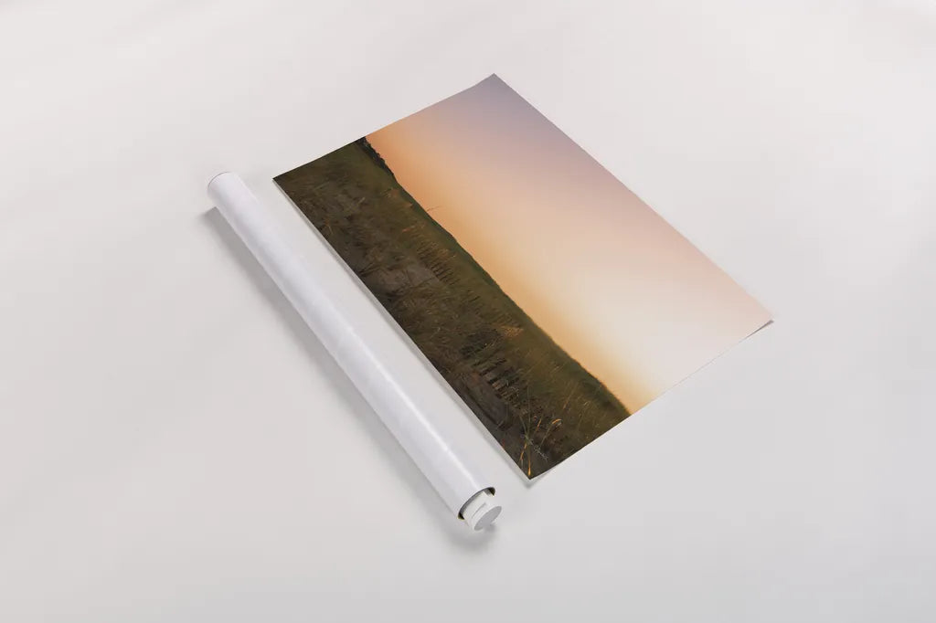 Sunrise over the Dunes by Jocelyn Elizabeth. shown as a rolled paper print. Available as archival giclee rolled canvas, fine art paper, or poster print. SKU 102107i.