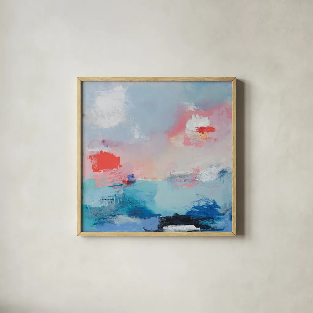 The Daydream an Echo I by Jocelyn Elizabeth. Shown in a natural wood glass frame for a timeless modern aesthetic. Available as an archival giclee rolled canvas, fine art paper, or poster print. SKU 94093a.