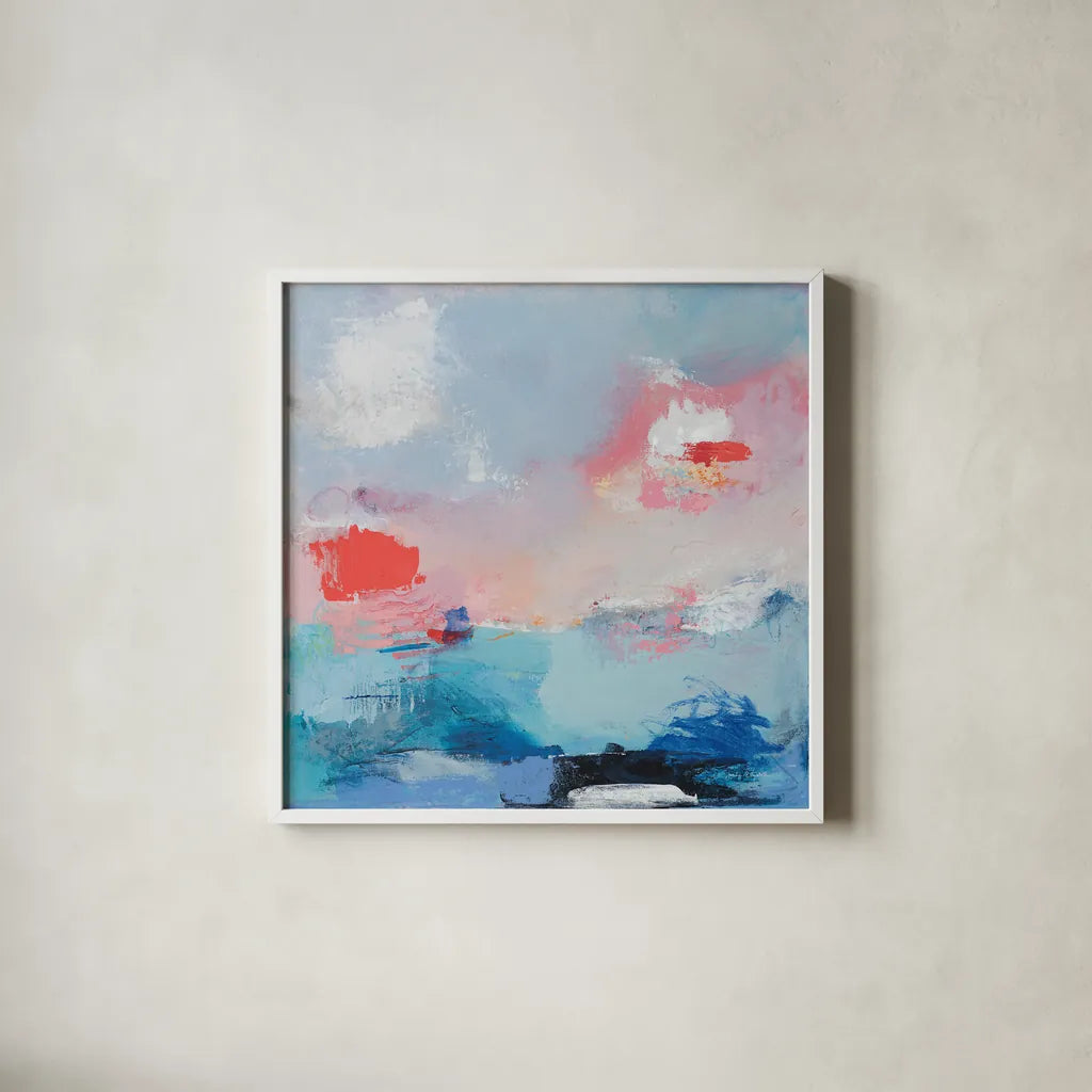 The Daydream an Echo I by Jocelyn Elizabeth. Shown in a crisp white glass frame for a clean and minimalist style. Available as an archival giclee rolled canvas, fine art paper, or poster print. SKU 94093a.