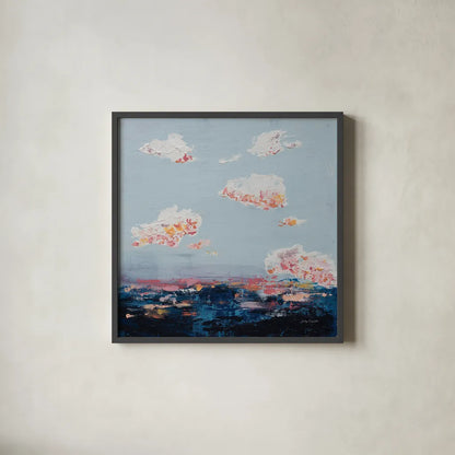 The Horizon I by Jocelyn Elizabeth. Shown in a sleek black glass frame for a contemporary gallery look. Available as an archival giclee rolled canvas, fine art paper, or poster print. SKU 102101a.