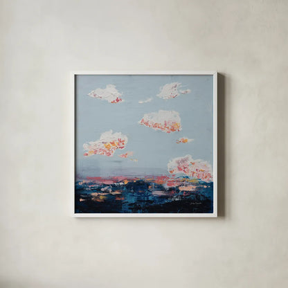 The Horizon I by Jocelyn Elizabeth. Shown in a crisp white glass frame for a clean and minimalist style. Available as an archival giclee rolled canvas, fine art paper, or poster print. SKU 102101a.