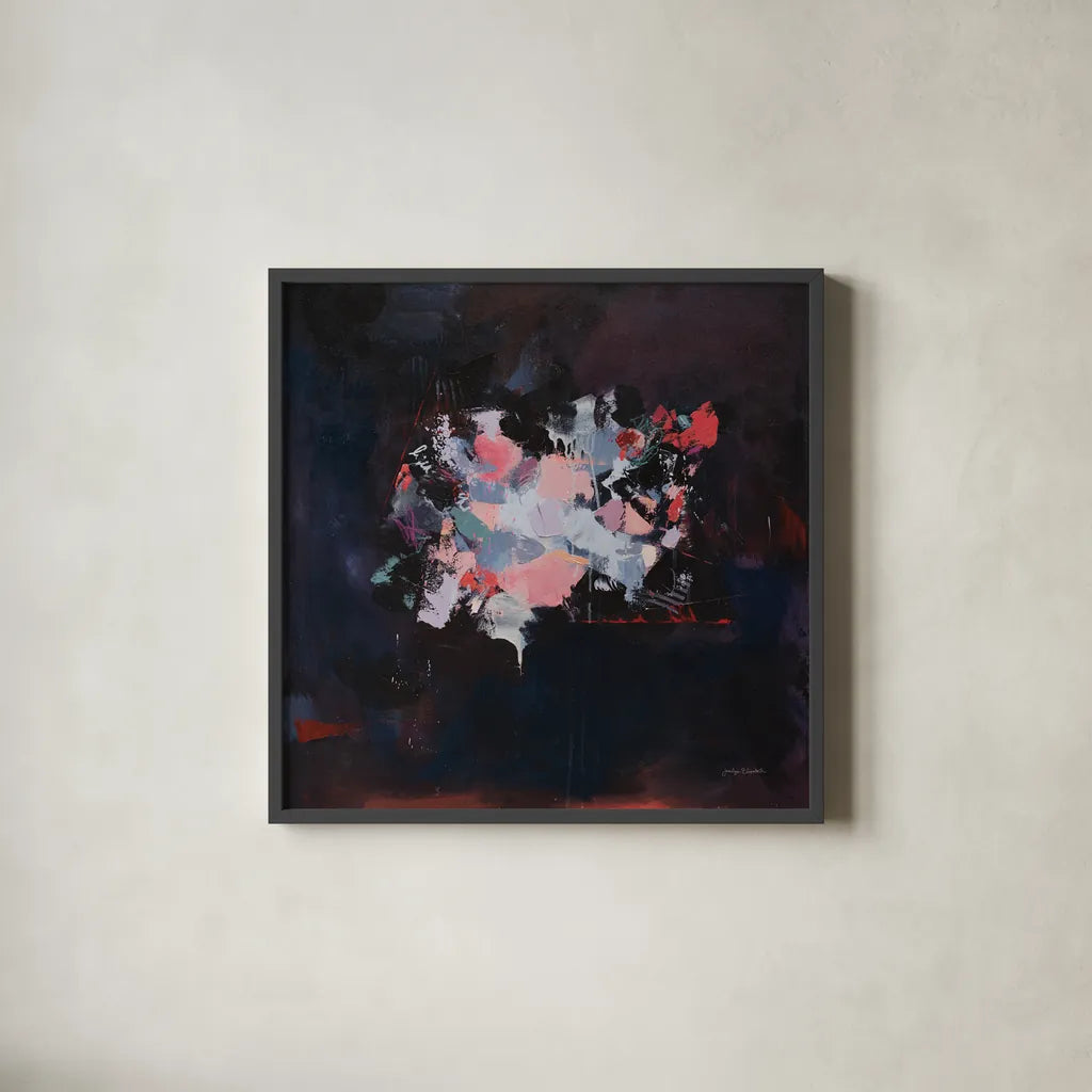 The Silent Treatment by Jocelyn Elizabeth. Shown in a sleek black glass frame for a contemporary gallery look. Available as an archival giclee rolled canvas, fine art paper, or poster print. SKU 94117a.