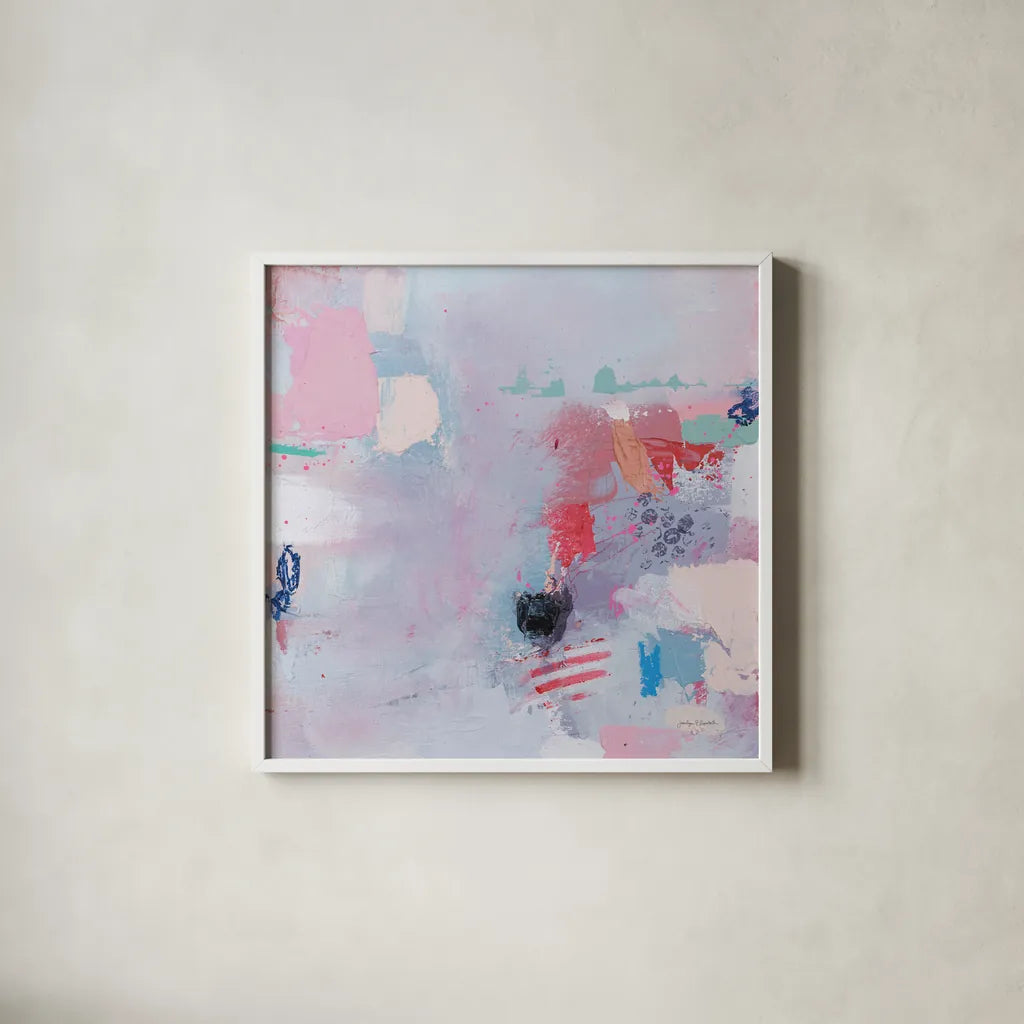 We Dont Talk Anymore by Jocelyn Elizabeth. Shown in a crisp white glass frame for a clean and minimalist style. Available as an archival giclee rolled canvas, fine art paper, or poster print. SKU 94112a.