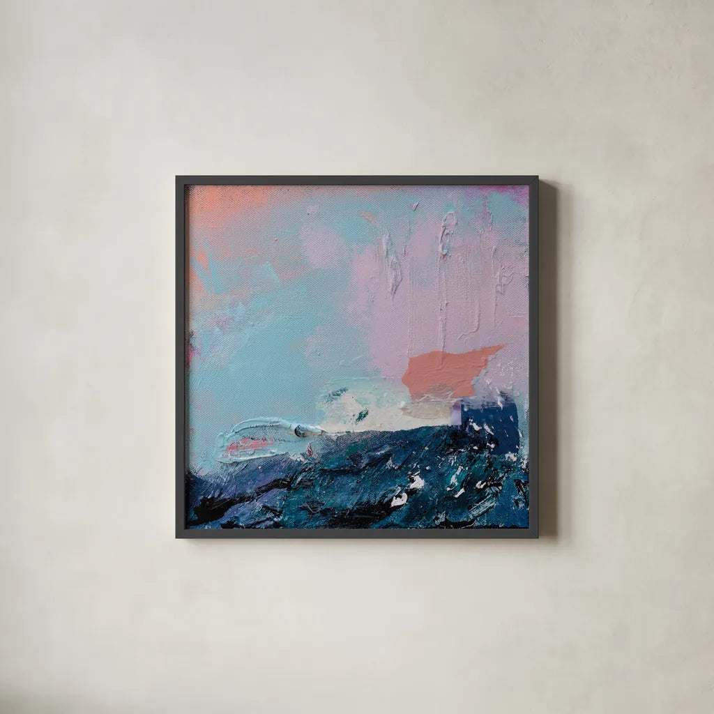 What If by Jocelyn Elizabeth. Shown in a sleek black glass frame for a contemporary gallery look. Available as an archival giclee rolled canvas, fine art paper, or poster print. SKU 94111a.