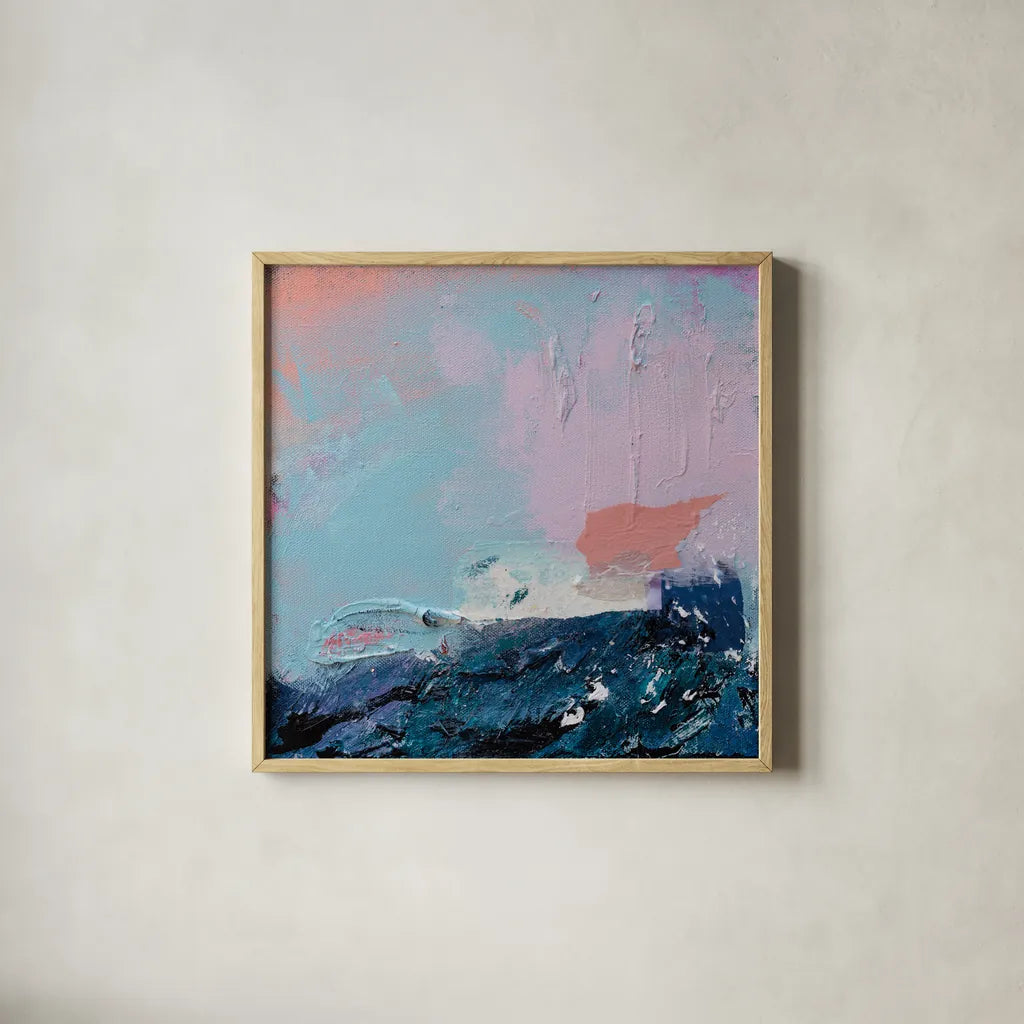 What If by Jocelyn Elizabeth. Shown in a natural wood glass frame for a timeless modern aesthetic. Available as an archival giclee rolled canvas, fine art paper, or poster print. SKU 94111a.