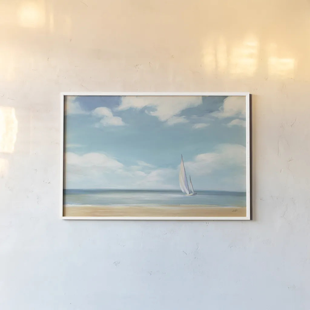 A Good Day by Julia Purinton. shown as a paper print in a white frame. Available as a archival giclee rolled canvas, fine art paper, or poster print. SKU 17547i.