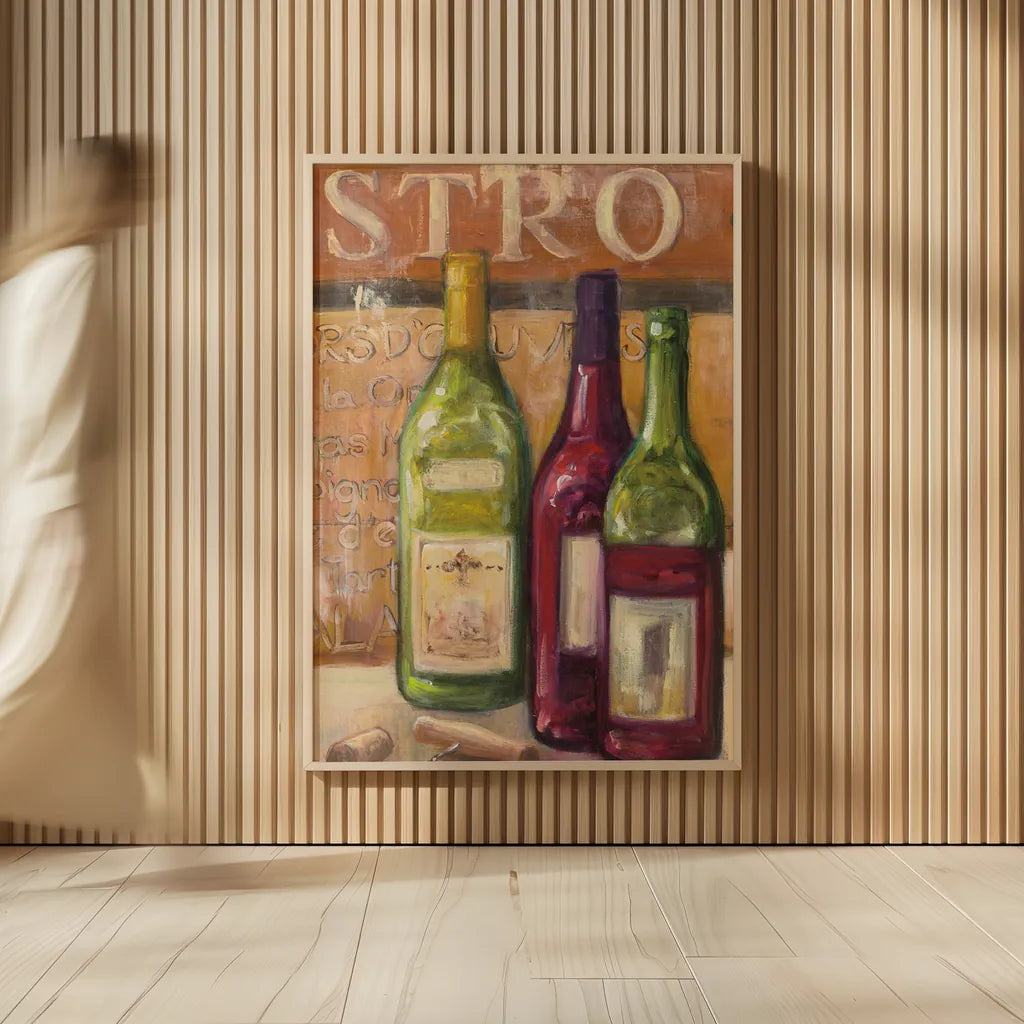 A Night at the Bistro III by Julia Purinton. shown as over sized large wall art. Available as an archival giclee rolled canvas, fine art paper, or poster print. SKU 37749h.