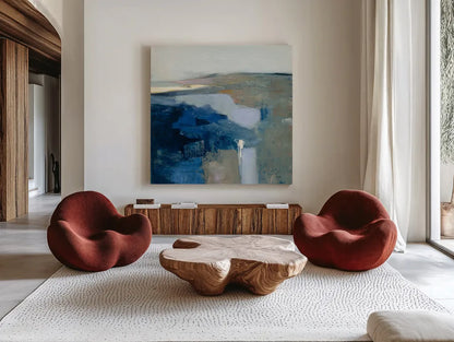 Above the Waves by Julia Purinton. Shown as extra-large giant wall art in a modern living room. Available as an archival giclee rolled canvas, fine art paper, or poster print. SKU 70757a.