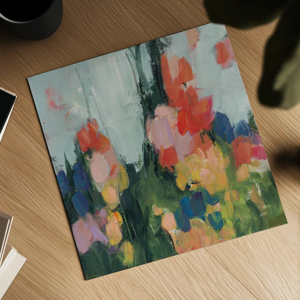Abstract Garden I by Julia Purinton. Shown as a detailed flat fine art print, highlighting archival giclee quality. Available as an archival giclee rolled canvas, fine art paper, or poster print. SKU 96714a.