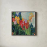 Abstract Garden II by Julia Purinton. Shown in a sleek black glass frame for a contemporary gallery look. Available as an archival giclee rolled canvas, fine art paper, or poster print. SKU 96715a.