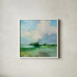 Across the Divide by Julia Purinton. Shown in a crisp white glass frame for a clean and minimalist style. Available as an archival giclee rolled canvas, fine art paper, or poster print. SKU 80061a.