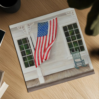 American Porch Crop by Julia Purinton. Shown as a detailed flat fine art print, highlighting archival giclee quality. Available as an archival giclee rolled canvas, fine art paper, or poster print. SKU 98888a.