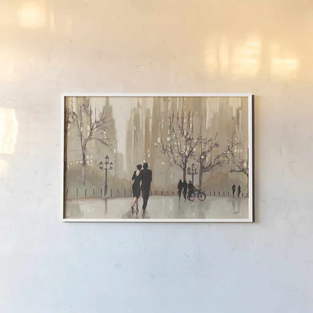 An Evening Out Neutral by Julia Purinton. shown as a paper print in a white frame. Available as a archival giclee rolled canvas, fine art paper, or poster print. SKU 14999i.